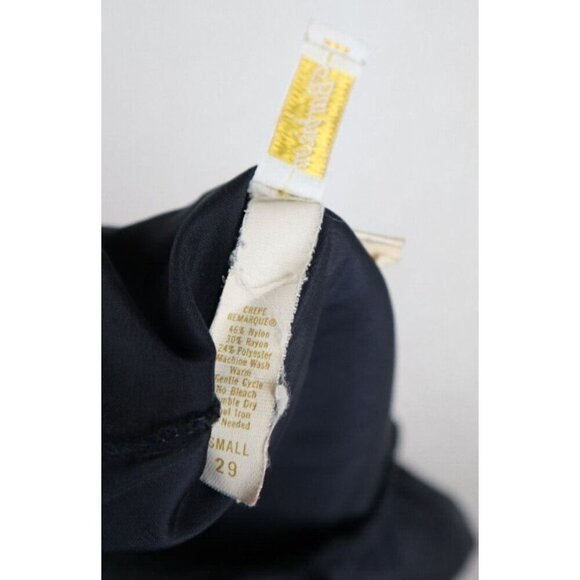 BARBIZON - VINTAGE WOMEN'S BLACK CREPE MIDI SKIRT SLIP - HALF SLIP - SIZE S - Picture 6 of 11